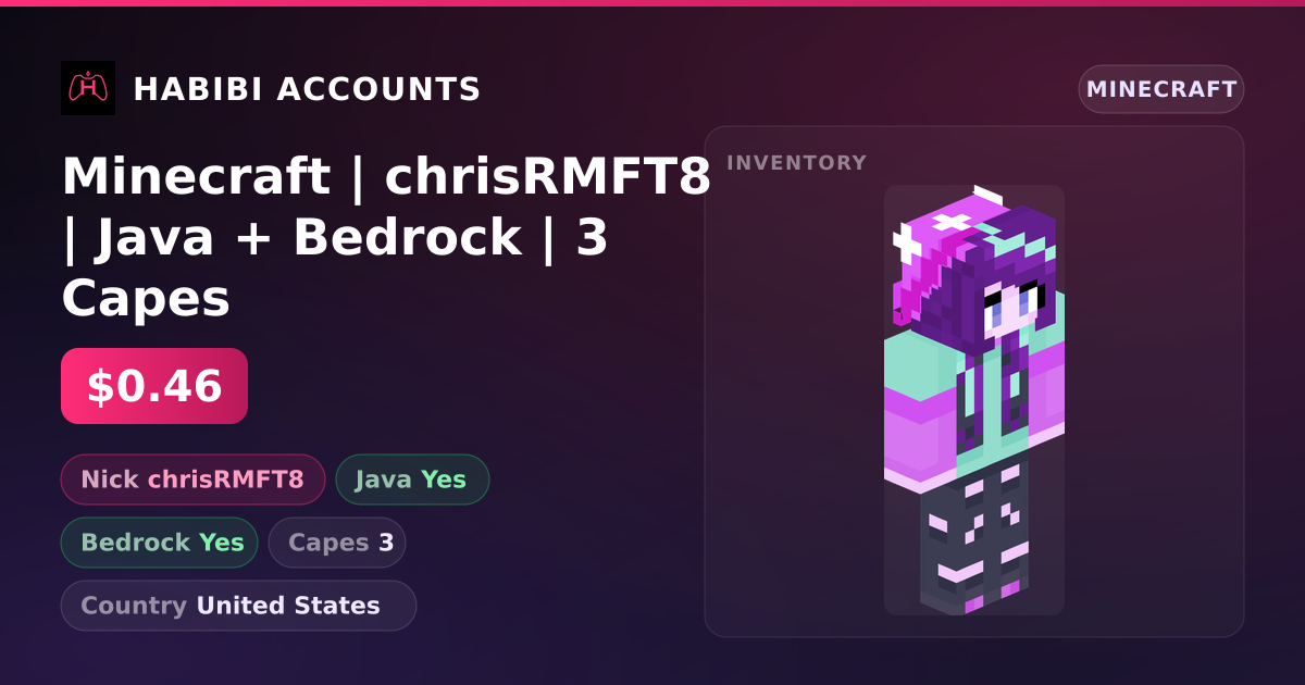 Minecraft | chrisRMFT8 | Java + Bedrock | 3 Capes — HabibiAccounts