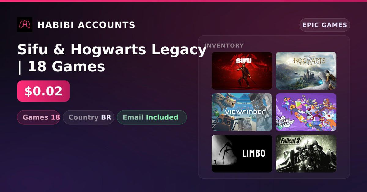 Sifu & Hogwarts Legacy | 18 Games — HabibiAccounts