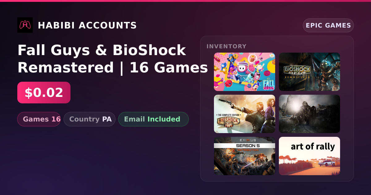 Fall Guys & BioShock Remastered | 16 Games — HabibiAccounts
