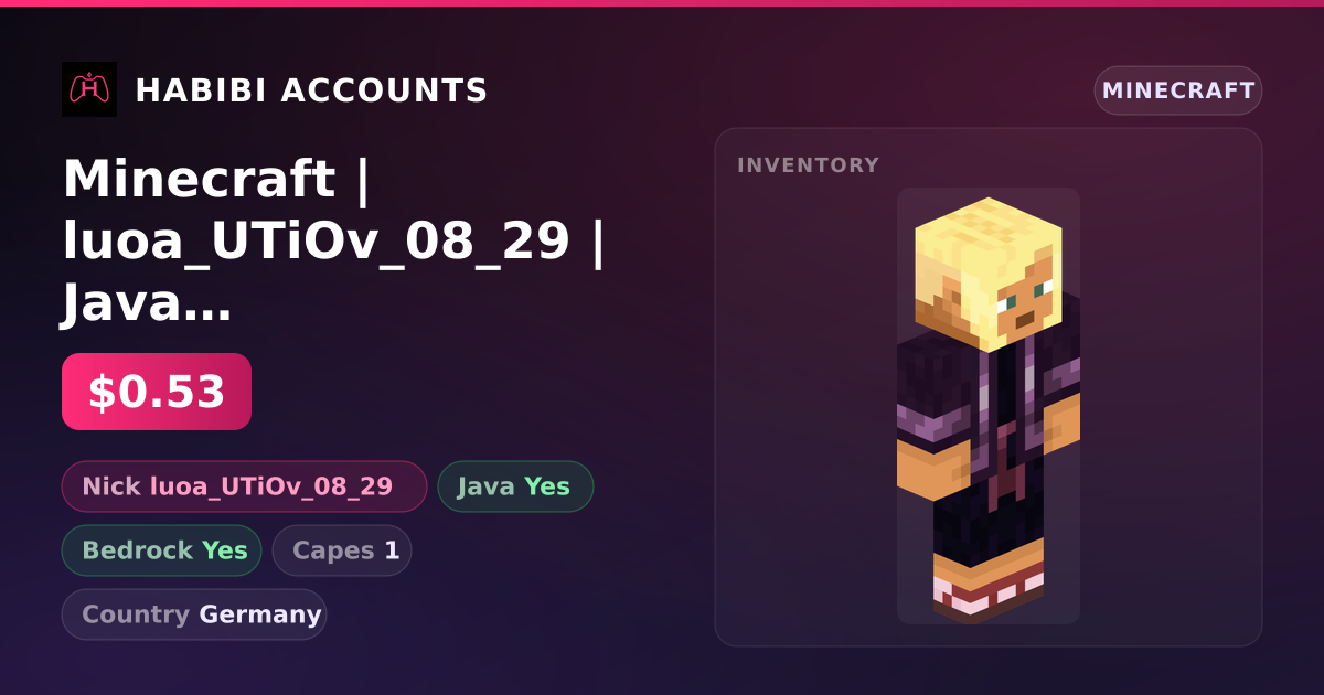 Minecraft | luoa_UTiOv_08_29 | Java + Bedrock | 1 Capes — HabibiAccounts