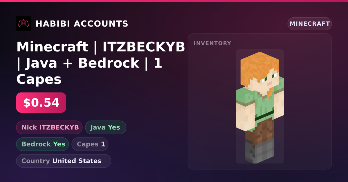 Minecraft | ITZBECKYB | Java + Bedrock | 1 Capes — HabibiAccounts