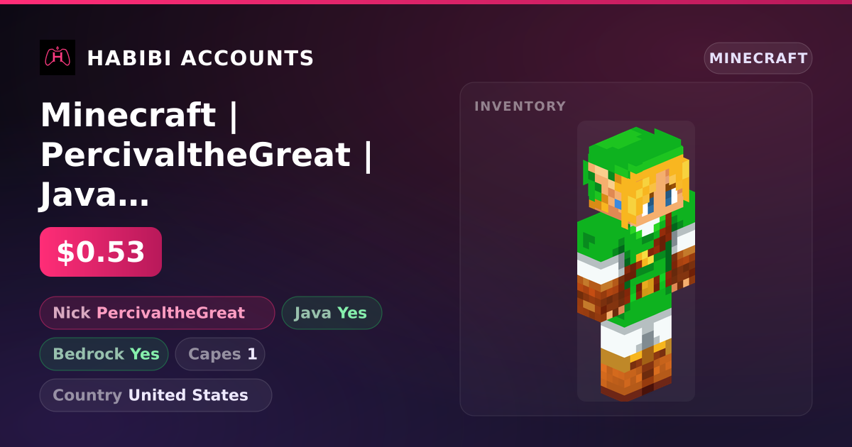 Minecraft | PercivaltheGreat | Java + Bedrock | 1 Capes — HabibiAccounts