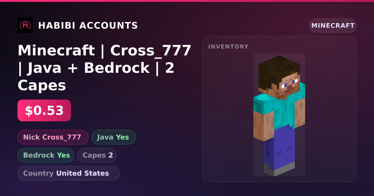 Minecraft | Cross_777 | Java + Bedrock | 2 Capes — HabibiAccounts
