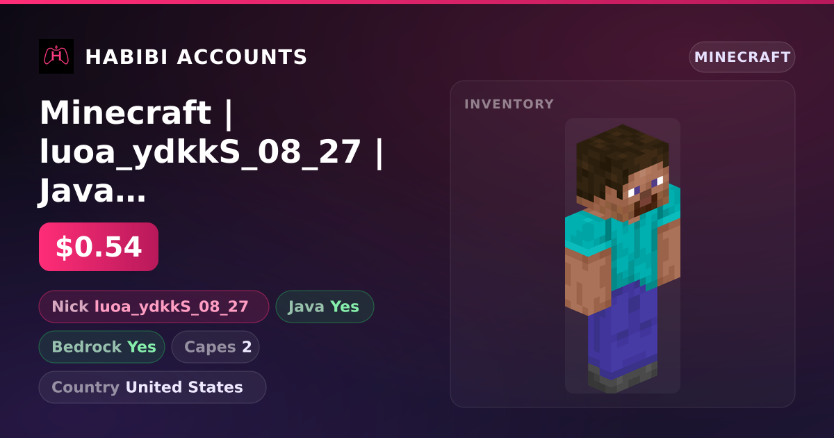 Minecraft | luoa_ydkkS_08_27 | Java + Bedrock | 2 Capes — HabibiAccounts