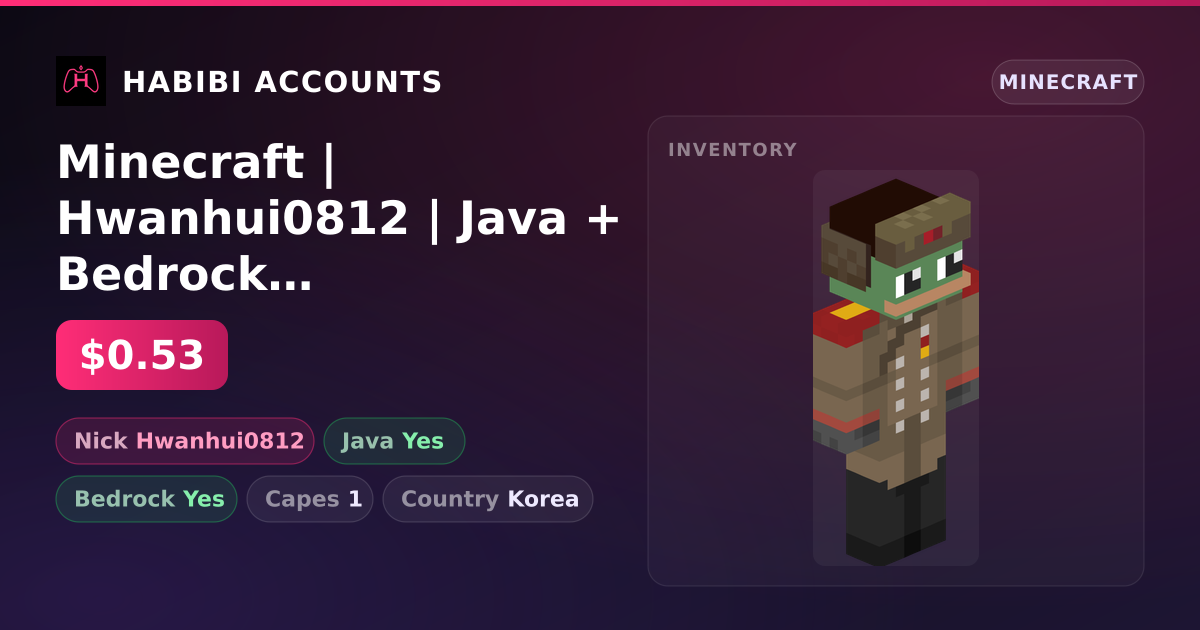 Minecraft | Hwanhui0812 | Java + Bedrock | 1 Capes — HabibiAccounts