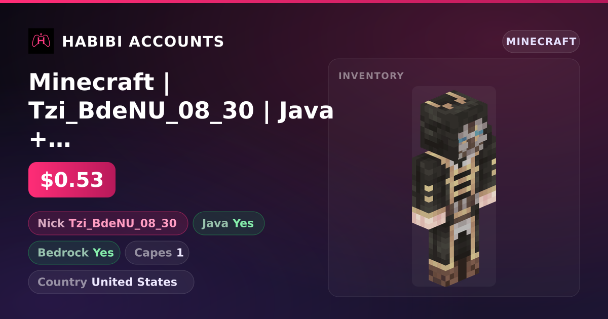 Minecraft | Tzi_BdeNU_08_30 | Java + Bedrock | 1 Capes — HabibiAccounts