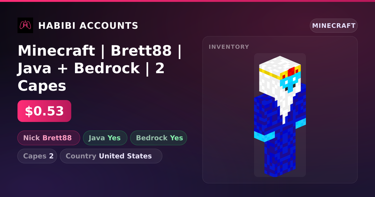 Minecraft | Brett88 | Java + Bedrock | 2 Capes — HabibiAccounts