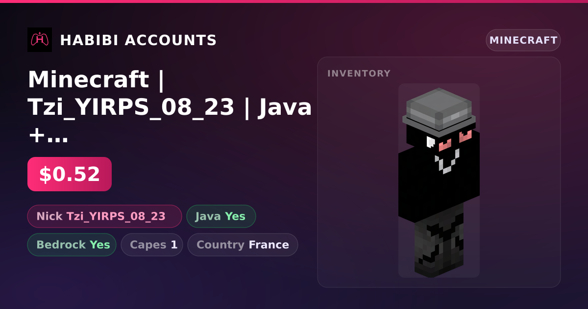 Minecraft | Tzi_YIRPS_08_23 | Java + Bedrock | 1 Capes — HabibiAccounts