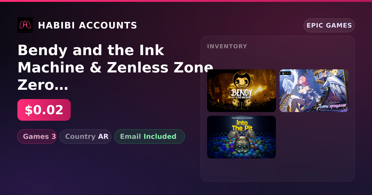Bendy and the Ink Machine & Zenless Zone Zero | 3 Games — HabibiAccounts