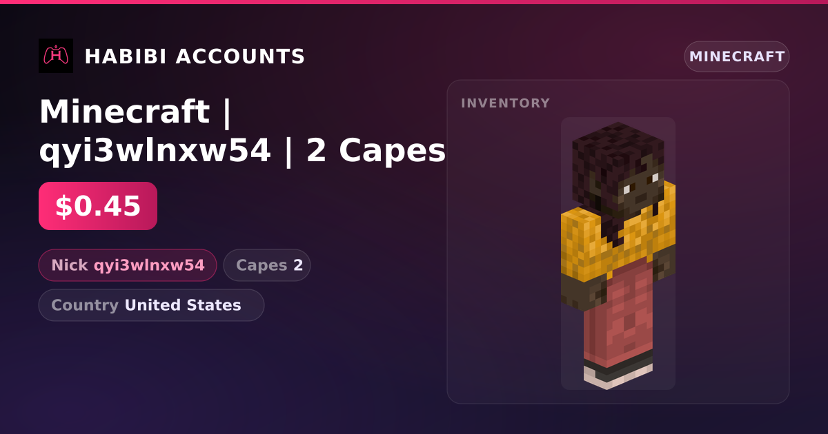 Minecraft | qyi3wlnxw54 | 2 Capes — HabibiAccounts