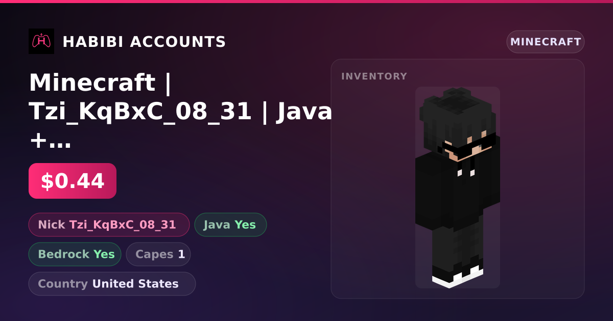 Minecraft | Tzi_KqBxC_08_31 | Java + Bedrock | 1 Capes — HabibiAccounts