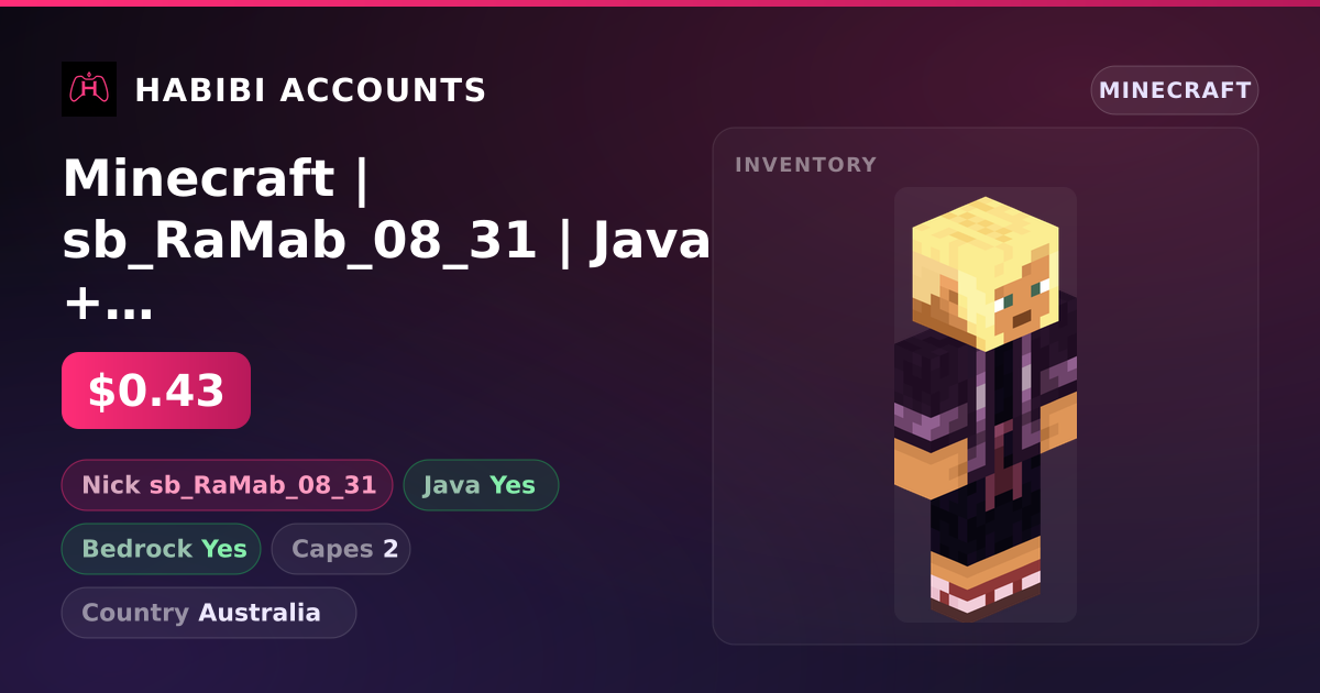 Minecraft | sb_RaMab_08_31 | Java + Bedrock | 2 Capes — HabibiAccounts