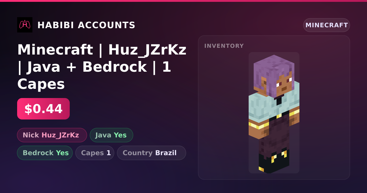 Minecraft | Huz_JZrKz | Java + Bedrock | 1 Capes — HabibiAccounts