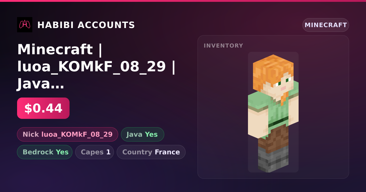 Minecraft | luoa_KOMkF_08_29 | Java + Bedrock | 1 Capes — HabibiAccounts