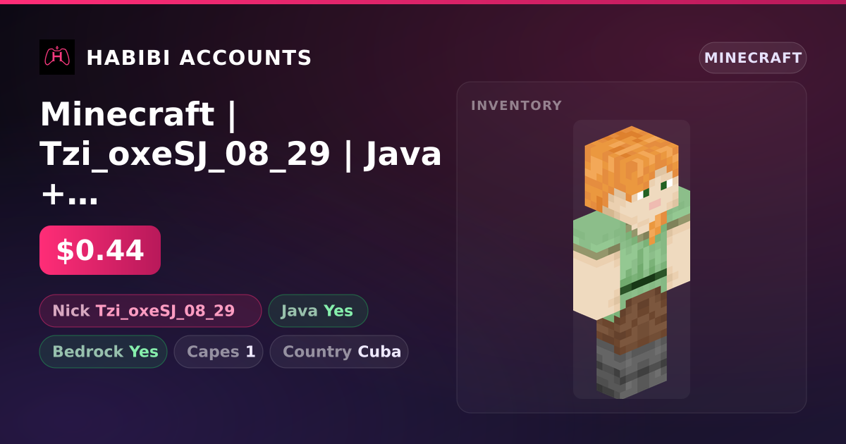 Minecraft | Tzi_oxeSJ_08_29 | Java + Bedrock | 1 Capes — HabibiAccounts