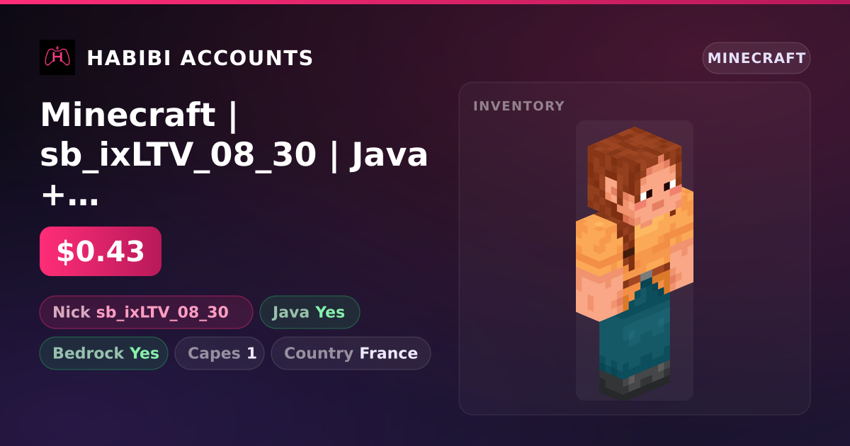 Minecraft | sb_ixLTV_08_30 | Java + Bedrock | 1 Capes — HabibiAccounts