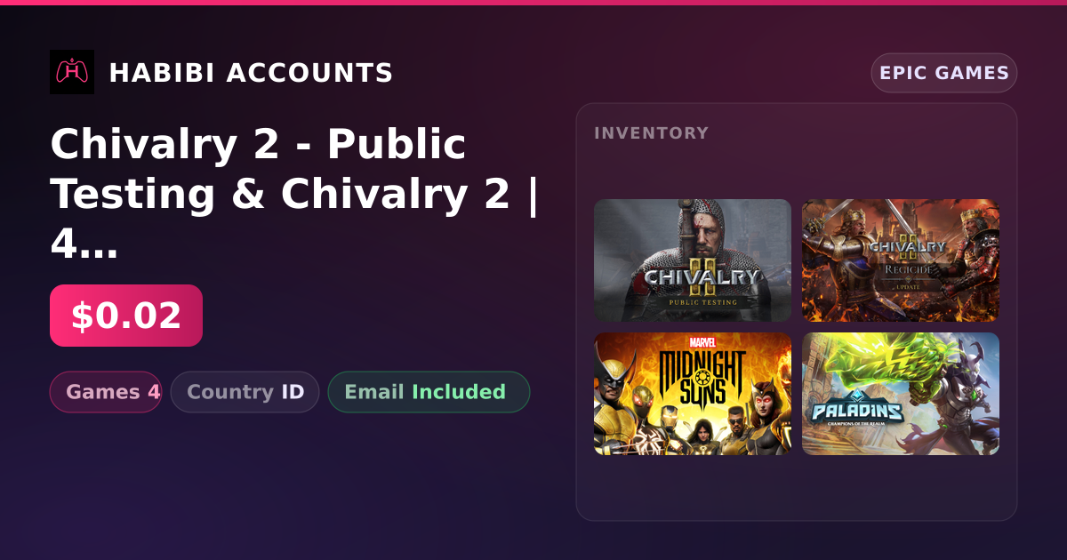 Chivalry 2 - Public Testing & Chivalry 2 | 4 Games — HabibiAccounts