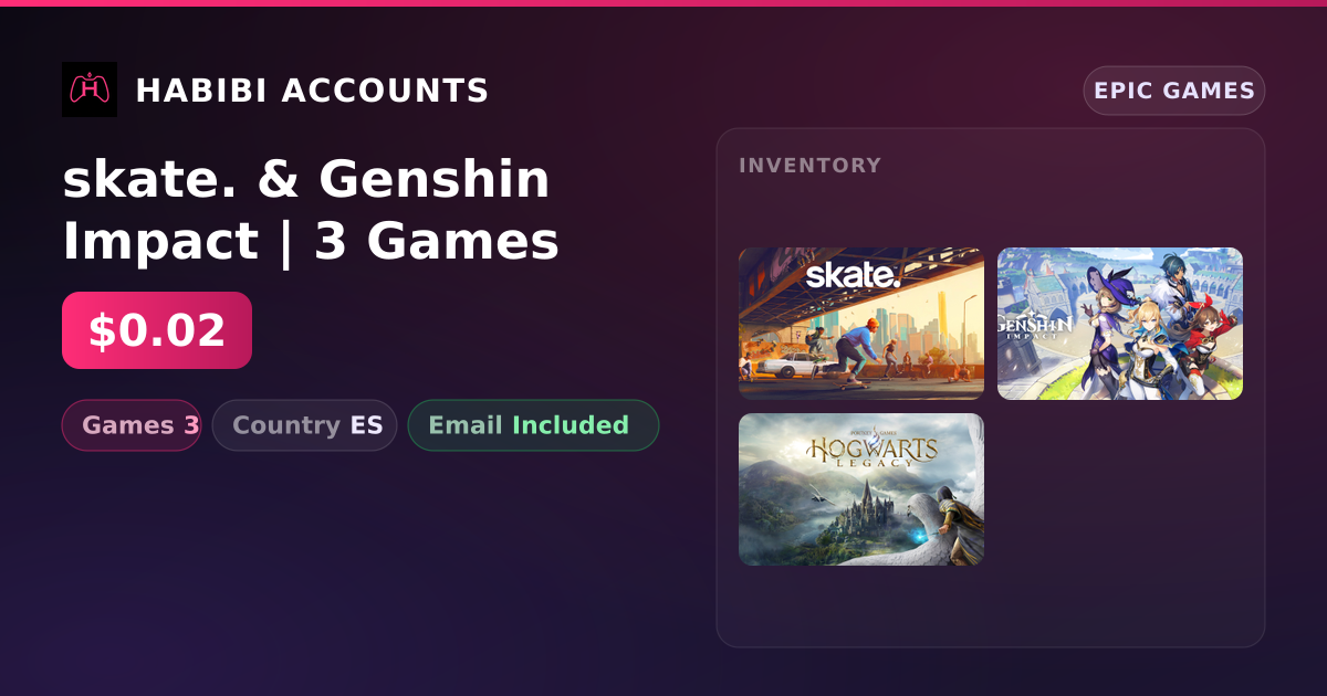 skate. & Genshin Impact | 3 Games — HabibiAccounts