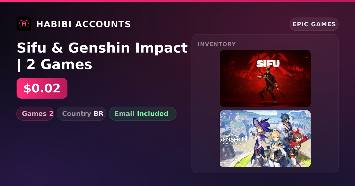 Sifu & Genshin Impact | 2 Games — HabibiAccounts