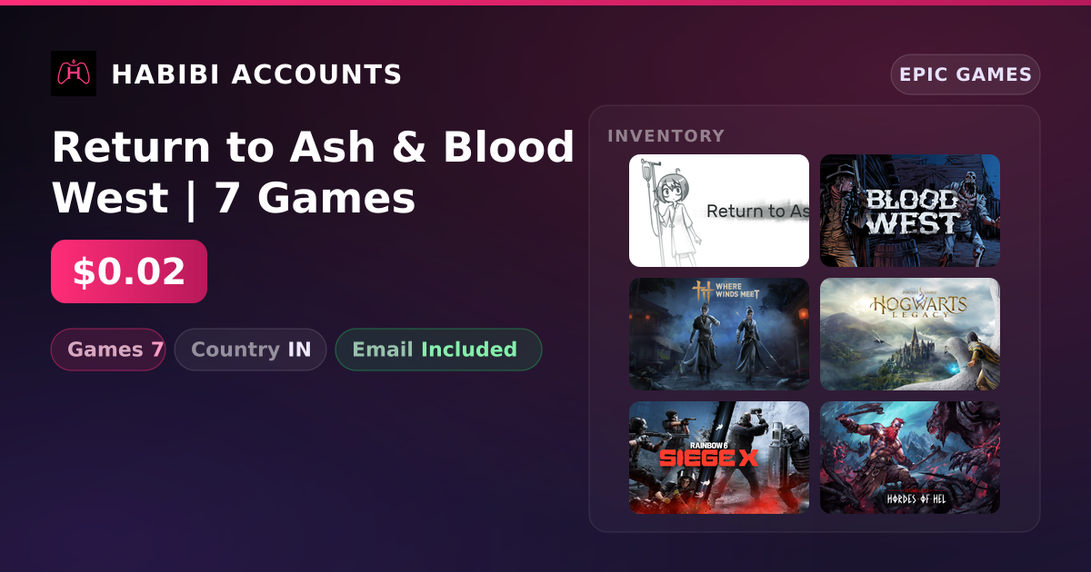 Return to Ash & Blood West | 7 Games — HabibiAccounts