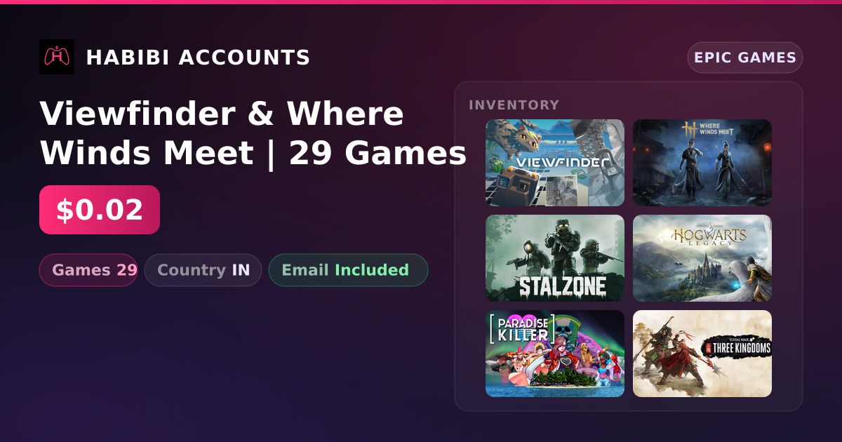 Viewfinder & Where Winds Meet | 29 Games — HabibiAccounts