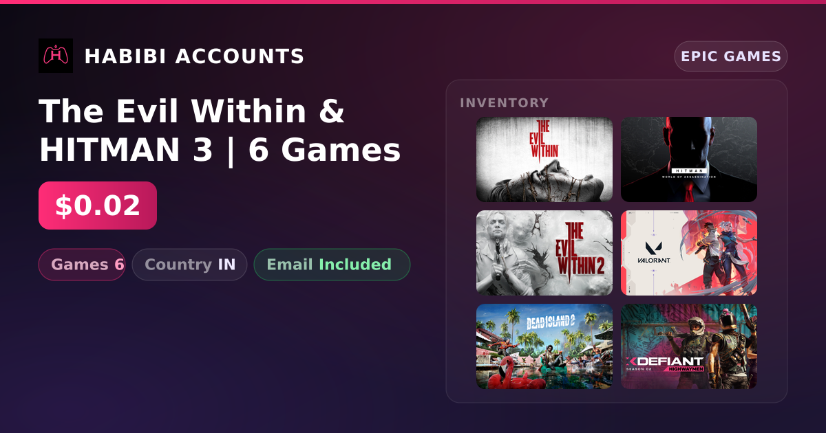 The Evil Within & HITMAN 3 | 6 Games — HabibiAccounts