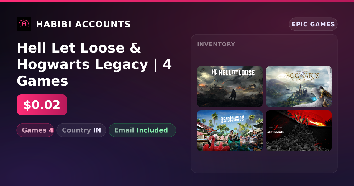 Hell Let Loose & Hogwarts Legacy | 4 Games — HabibiAccounts