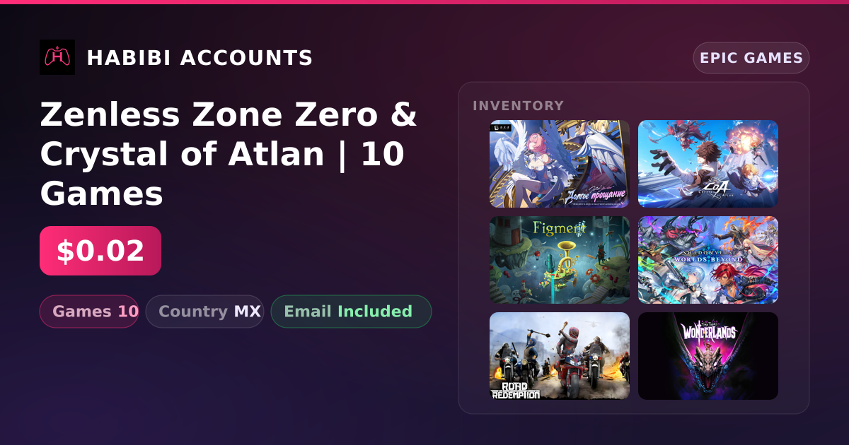 Zenless Zone Zero & Crystal of Atlan | 10 Games — HabibiAccounts