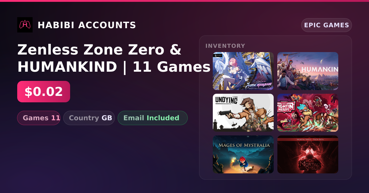 Zenless Zone Zero & HUMANKIND | 11 Games — HabibiAccounts