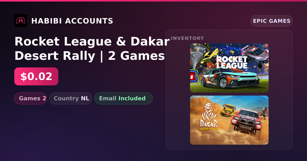 Rocket League & Dakar Desert Rally | 2 Games — HabibiAccounts