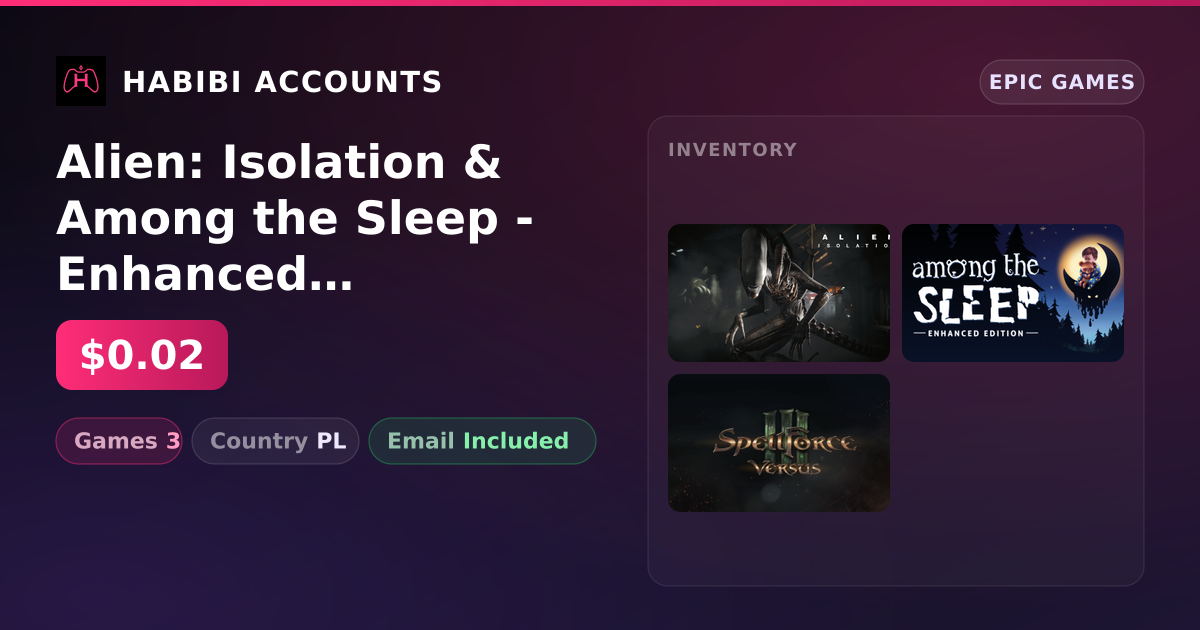 Alien: Isolation & Among the Sleep - Enhanced Edition | 3 Games — HabibiAccounts