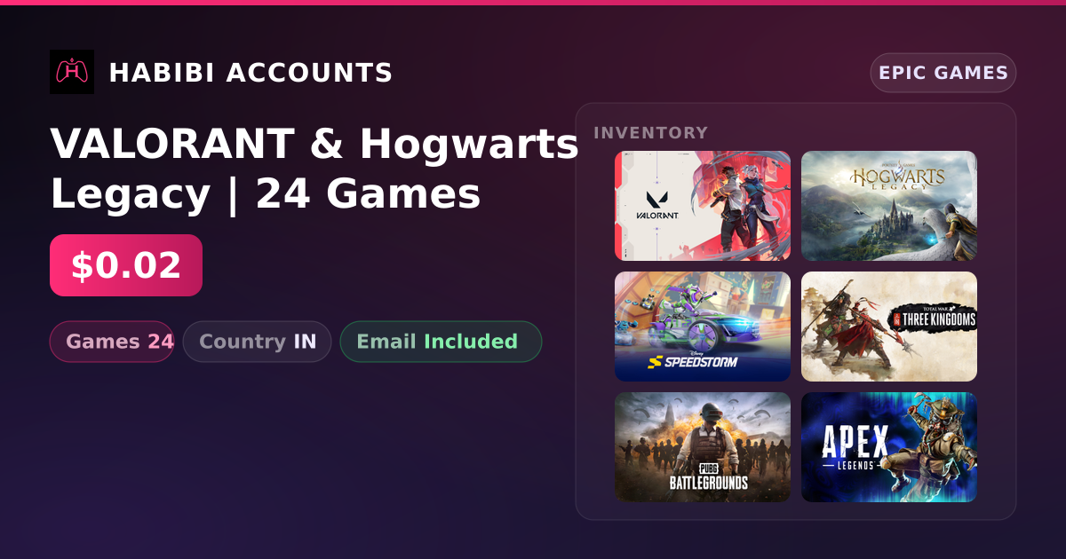 VALORANT & Hogwarts Legacy | 24 Games — HabibiAccounts