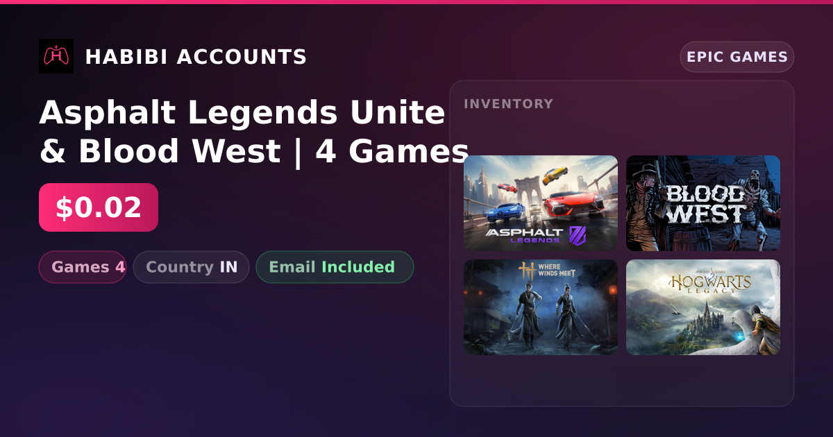 Asphalt Legends Unite & Blood West | 4 Games — HabibiAccounts
