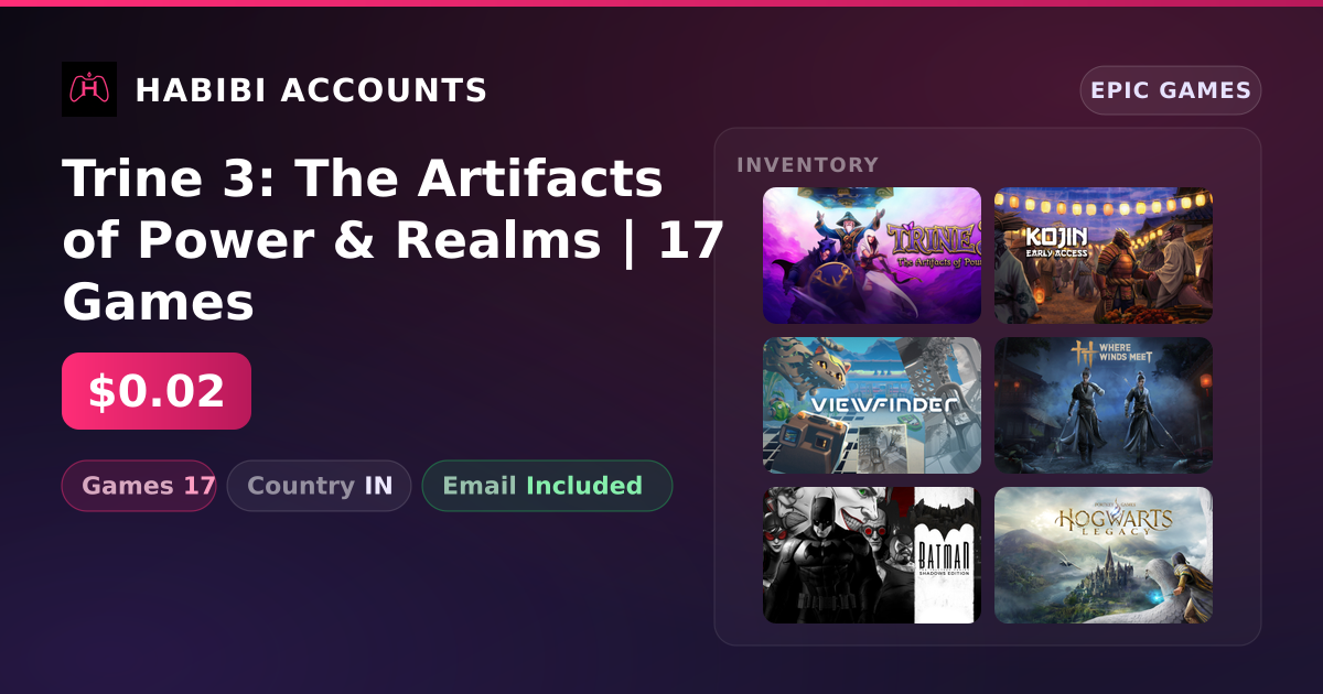 Trine 3: The Artifacts of Power & Realms | 17 Games — HabibiAccounts