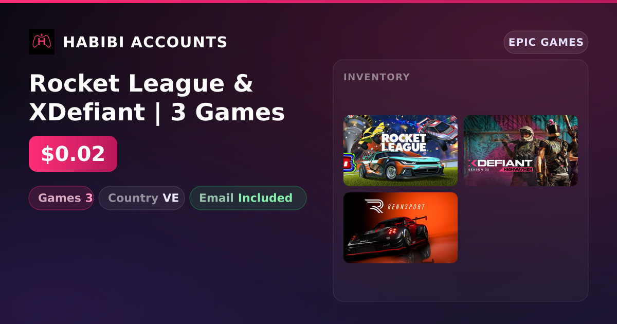 Rocket League & XDefiant | 3 Games — HabibiAccounts