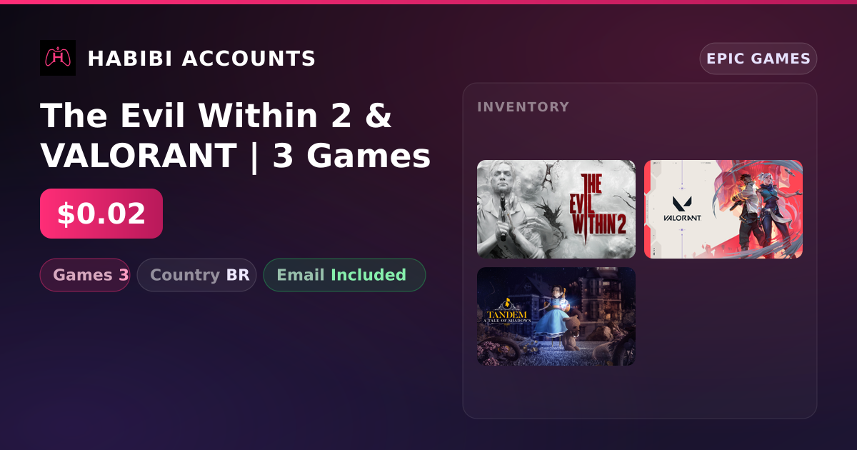The Evil Within 2 & VALORANT | 3 Games — HabibiAccounts