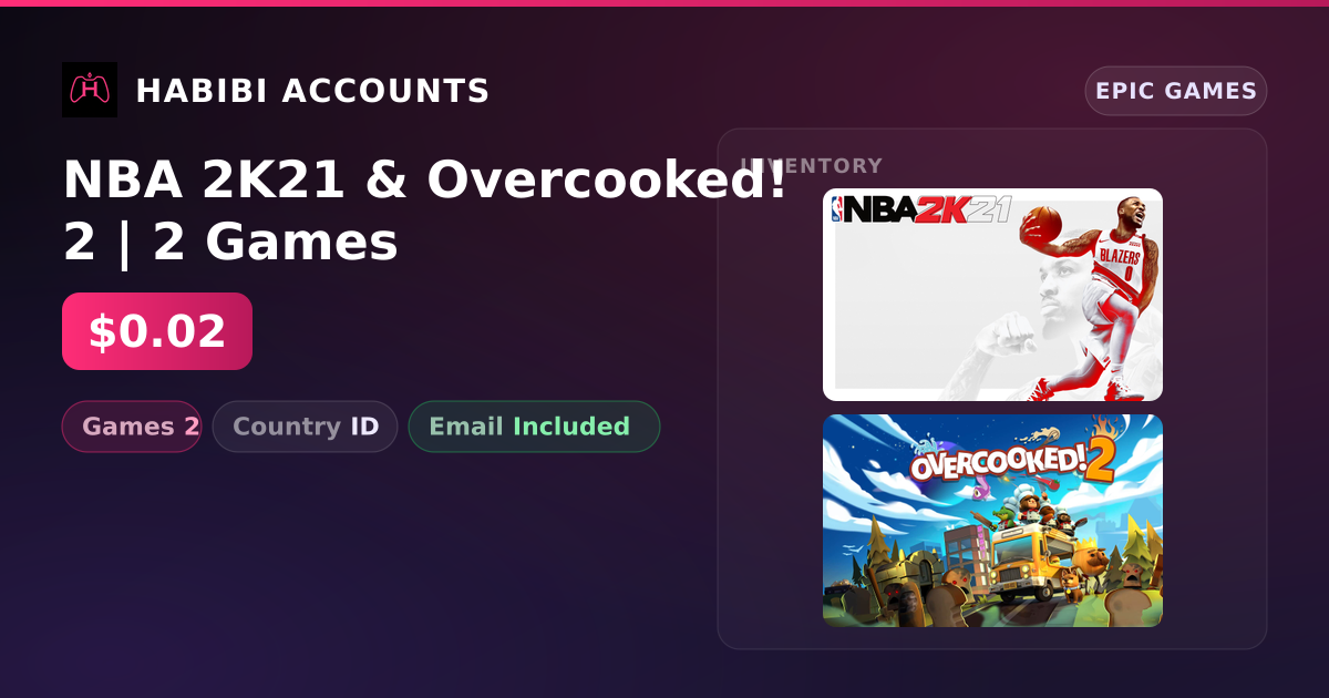 NBA 2K21 & Overcooked! 2 | 2 Games — HabibiAccounts