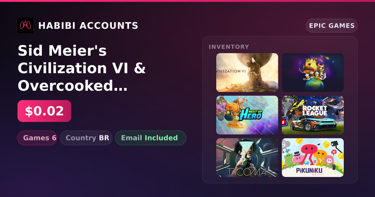 Sid Meier's Civilization VI & Overcooked | 6 Games — HabibiAccounts