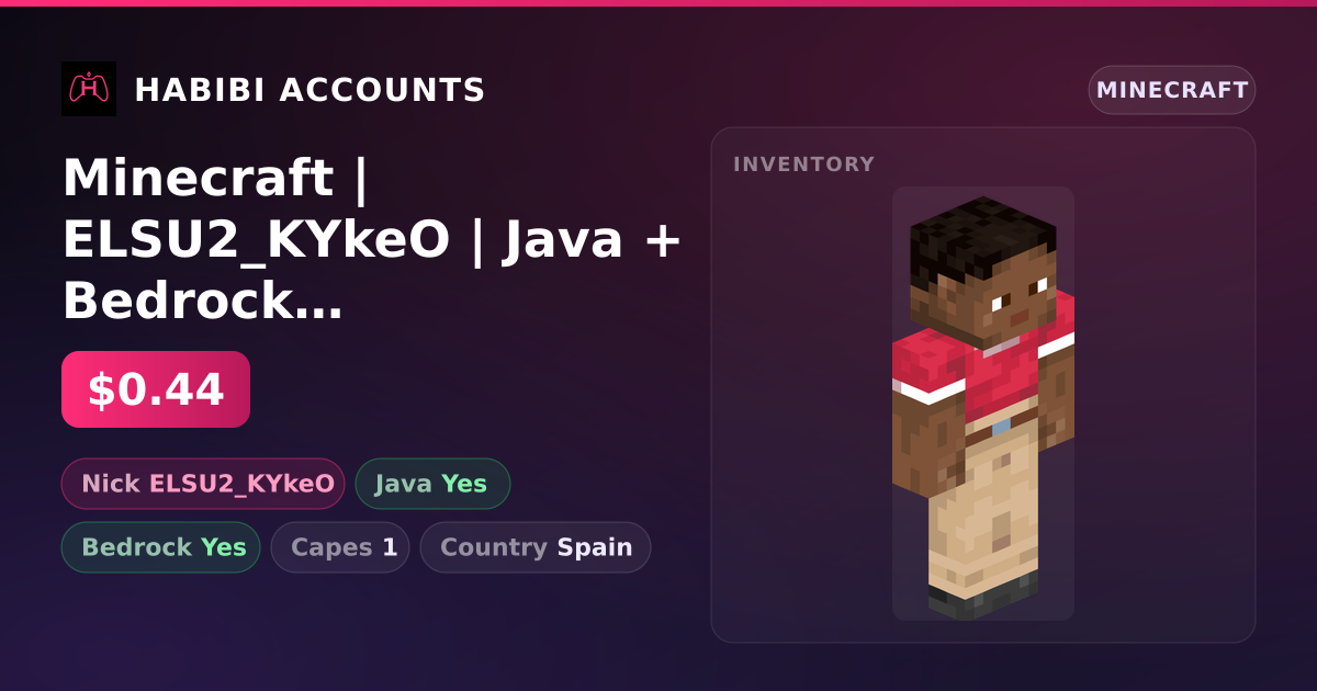 Minecraft | ELSU2_KYkeO | Java + Bedrock | 1 Capes — HabibiAccounts