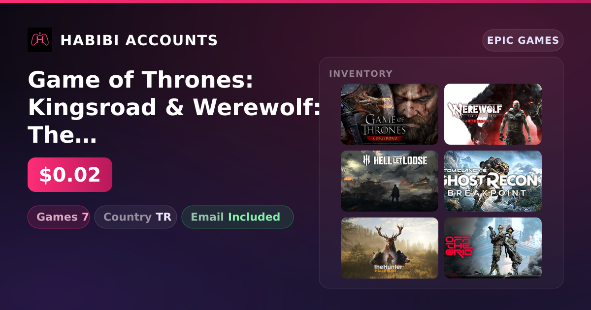 Game of Thrones: Kingsroad & Werewolf: The Apocalypse - Earthblood | 7 Games — HabibiAccounts