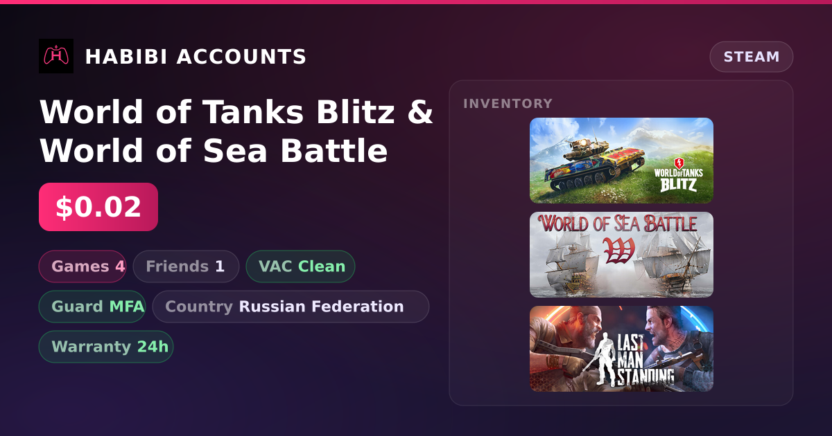 World of Tanks Blitz & World of Sea Battle — HabibiAccounts