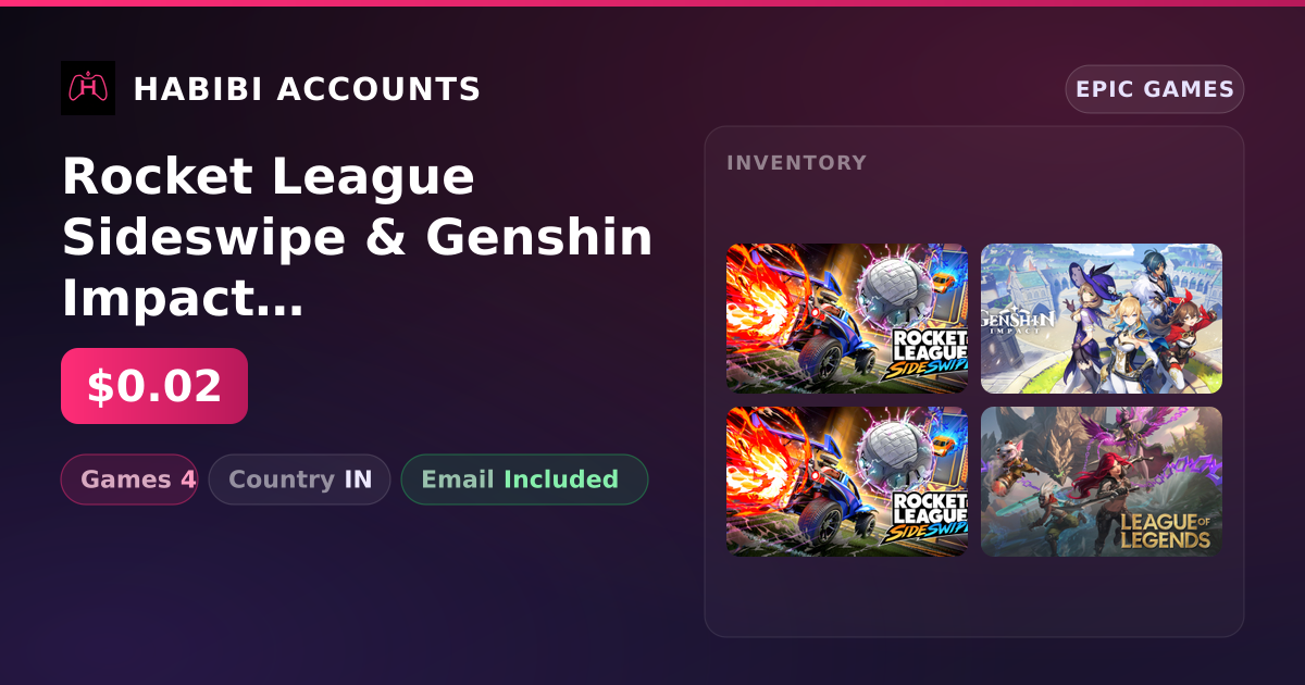 Rocket League Sideswipe & Genshin Impact | 4 Games — HabibiAccounts
