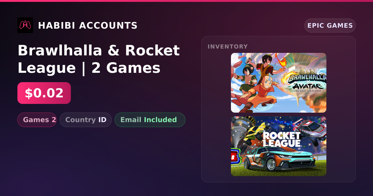 Brawlhalla & Rocket League | 2 Games — HabibiAccounts