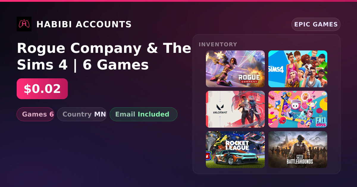 Rogue Company & The Sims 4 | 6 Games — HabibiAccounts