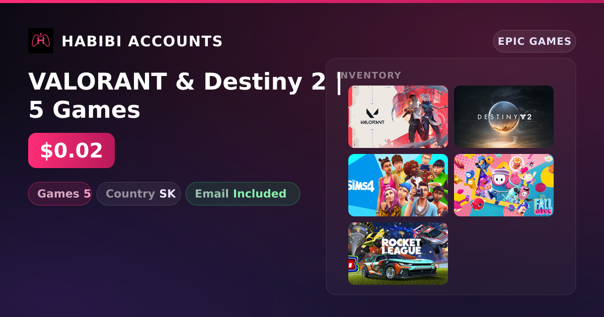 VALORANT & Destiny 2 | 5 Games — HabibiAccounts
