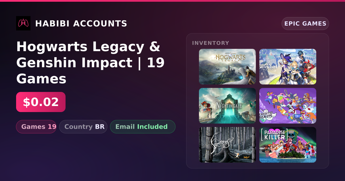 Hogwarts Legacy & Genshin Impact | 19 Games — HabibiAccounts