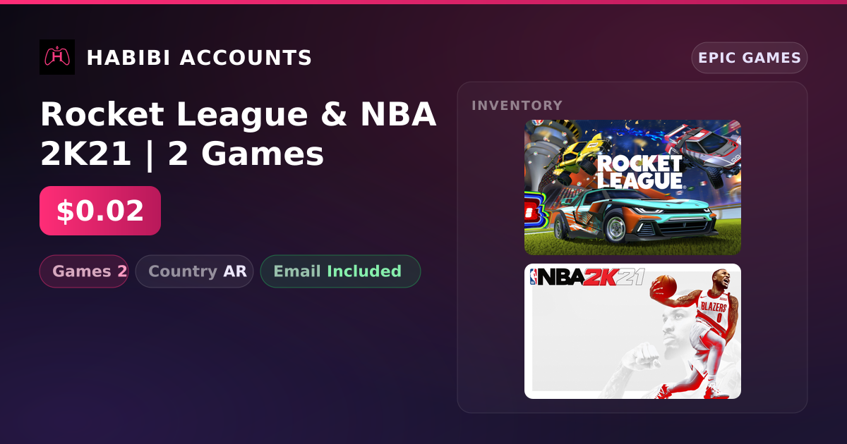 Rocket League & NBA 2K21 | 2 Games — HabibiAccounts