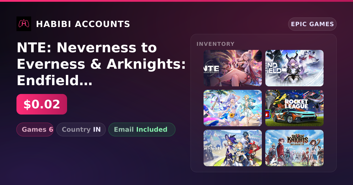 NTE: Neverness to Everness & Arknights: Endfield | 6 Games — HabibiAccounts