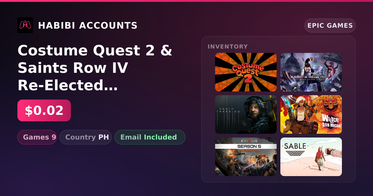 Costume Quest 2 & Saints Row IV Re-Elected | 9 Games — HabibiAccounts