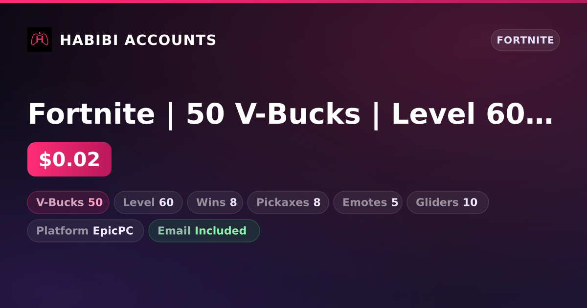 Fortnite | 50 V-Bucks | Level 60 | 8 Wins — HabibiAccounts